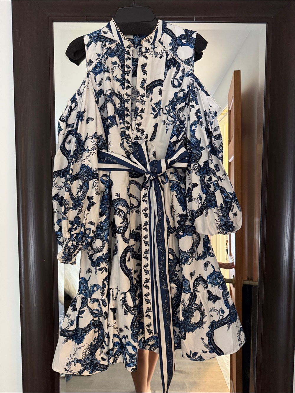 Marchesa White with Navy floral-Print